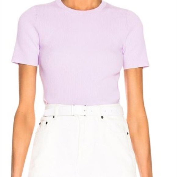 Helmut Lang Lavender Angel Side Zip Ribbed Tee - Picture 2 of 9